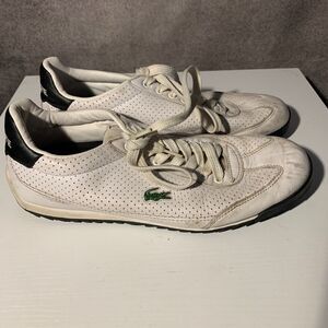 Vintage Lacoste white leather mens sneakers green Alligator SZ 10